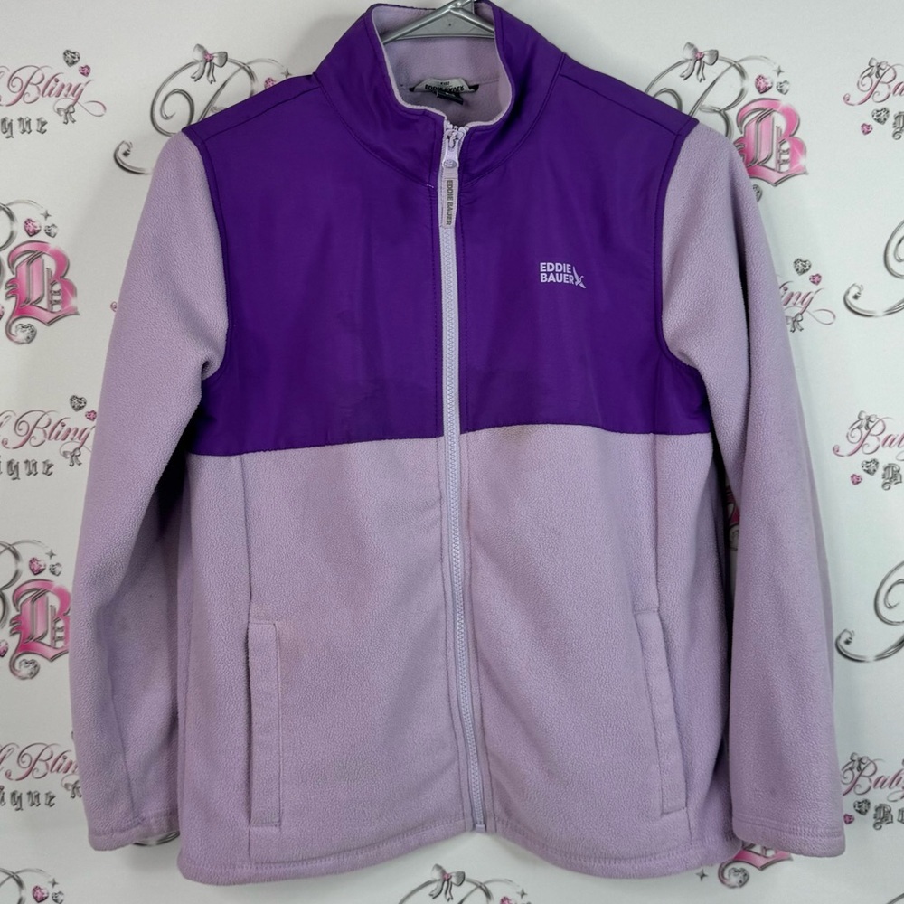 Eddie Bauer sweater collared zip up fleece soft Kids Purple Fleece Jacket